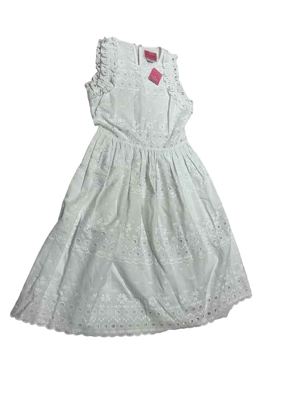 NWT Kate Spade White Eyelet Capped Sleeve Dress Sz. 2 Graduation Modest Classic